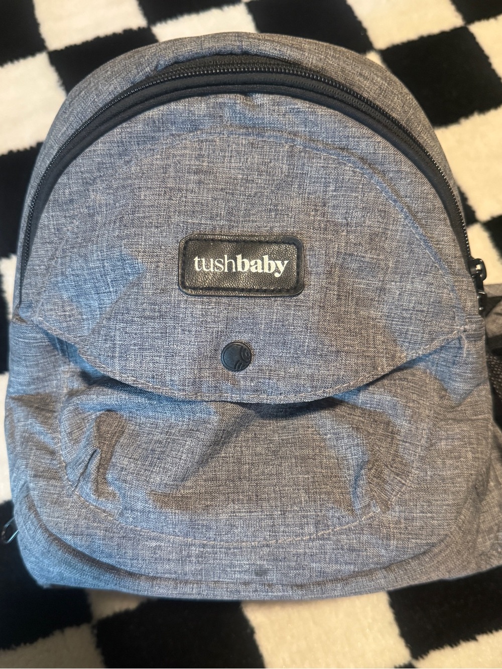 Tushbaby Gray Kids Backpack with Front Pocket